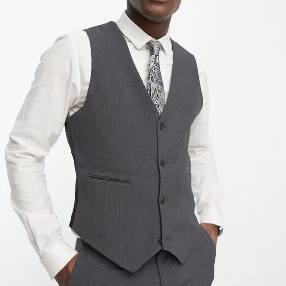 ASOS DESIGN super skinny suit waistcoat in charcoal Chest 46 Regular NWT in pkg - Picture 1 of 8